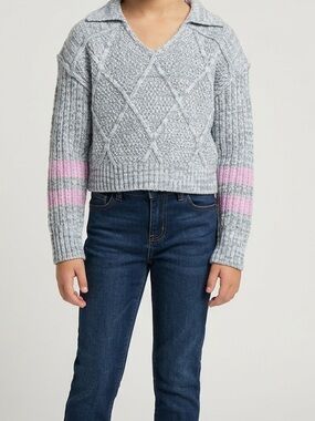 Design History Girls Johnny Collar Sweater